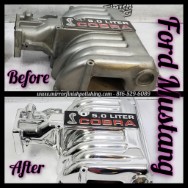 Ford Mustang Cobra 5.0 Aluminum Intake Manifold BEFORE/AFTER Chrome-Like Polishing and Buffing Services plus Finishing Services  