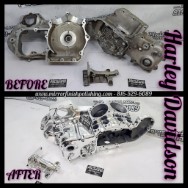 Harley Davidson Aluminum Engine Case BEFORE/AFTER Chrome-Like Polishing and Buffing Services plus Aluminum Finishing Services