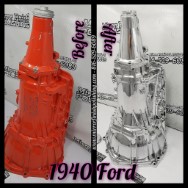 1940 Ford Aluminum Transmission BEFORE/AFTER Chrome-Like Polishing and Buffing Services plus Aluminum Finishing Services