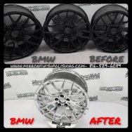 BMW Aluminum Multi-Spoke Wheels BEFORE/AFTER Chrome-Like Polishing and Buffing Services plus Finishing Services