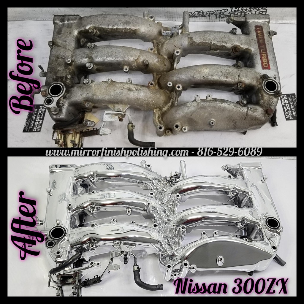 BEFORE AND AFTER Chrome-Like Metal Polishing - Aluminum Polishing Services - Coil Cover Polishing