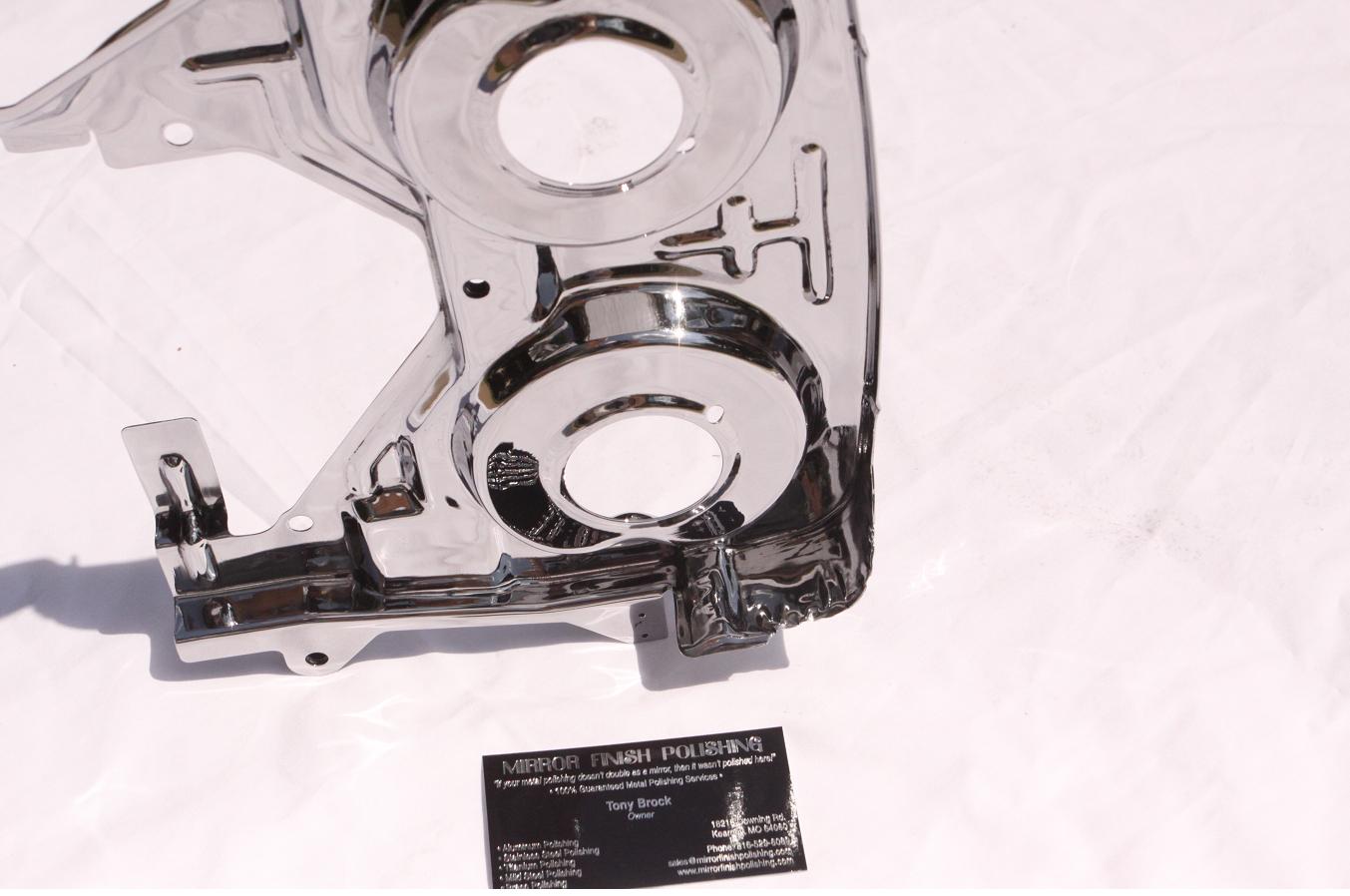 Toyota Supra Timing Belt Backplate Steel Piece AFTER Chrome - Like Metal Polishing and Buffing Services
