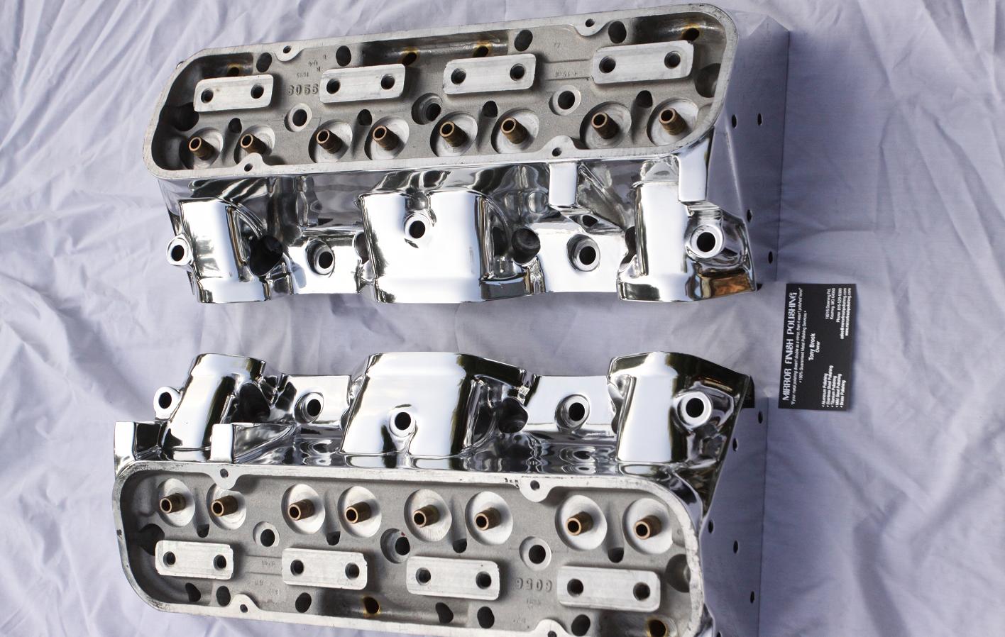 Chevy V8 Edelbrock Performer RPM Cylinder Head AFTER Chrome - Like Metal Polishing Services
