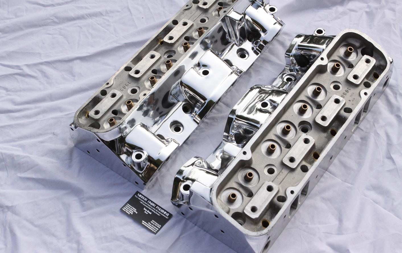 Chevy V8 Edelbrock Performer RPM Cylinder Head AFTER Chrome - Like Metal Polishing Services