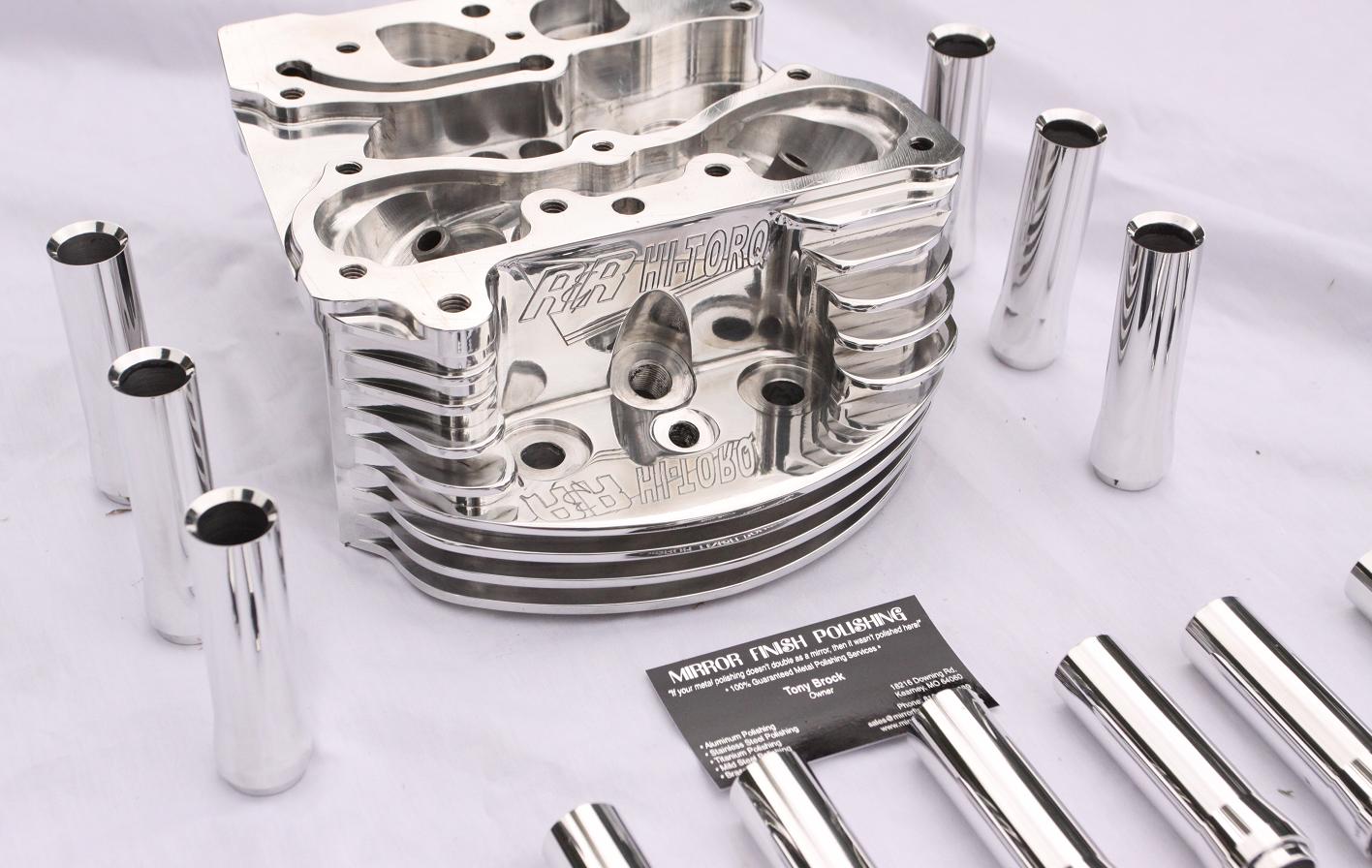 R&R Racing Motorcycle Cylinder Head AFTER Chrome - Like Metal Polishing and Buffing Services