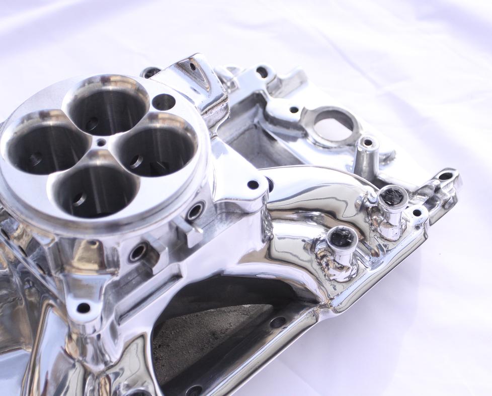 Edelbrock Chevy V8 Intake Manifold AFTER Chrome - Like Metal Polishing Services