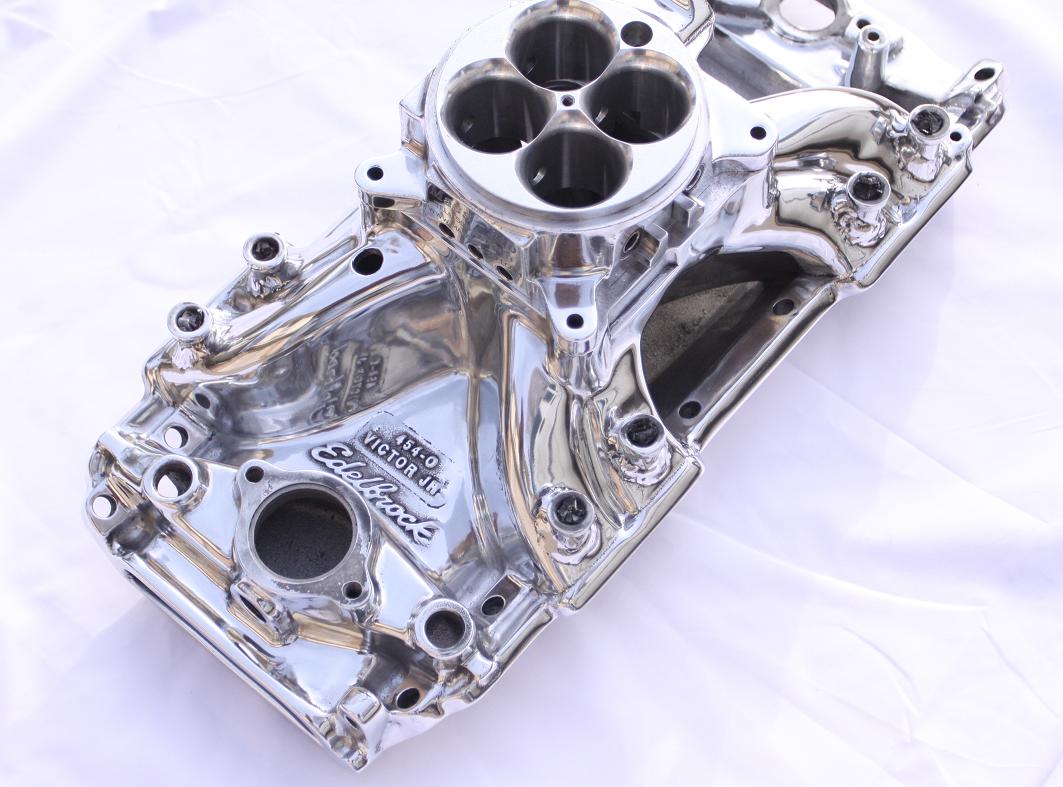 Edelbrock Chevy V8 Intake Manifold AFTER Chrome - Like Metal Polishing Services