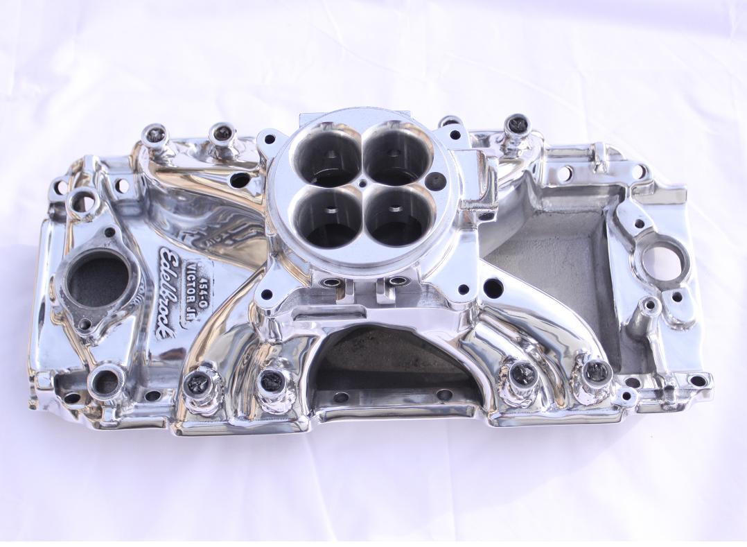 Edelbrock Chevy V8 Intake Manifold AFTER Chrome - Like Metal Polishing Services