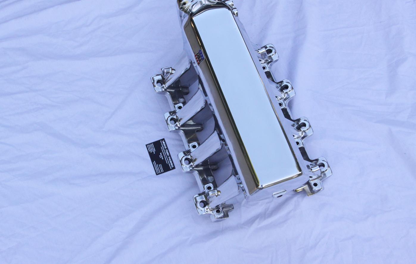 Edelbrock Chevy V8 Aluminum Intake Manifold AFTER Chrome - Like Metal Polishing and Buffing Services