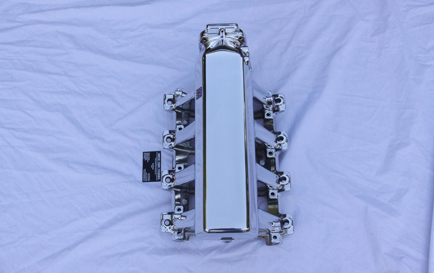 Edelbrock Chevy V8 Aluminum Intake Manifold AFTER Chrome - Like Metal Polishing and Buffing Services