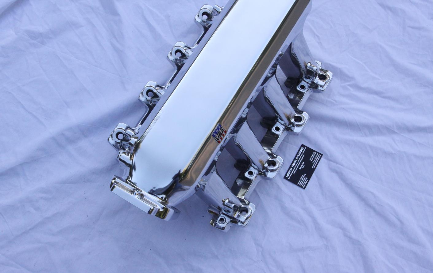 Edelbrock Chevy V8 Aluminum Intake Manifold AFTER Chrome - Like Metal Polishing and Buffing Services
