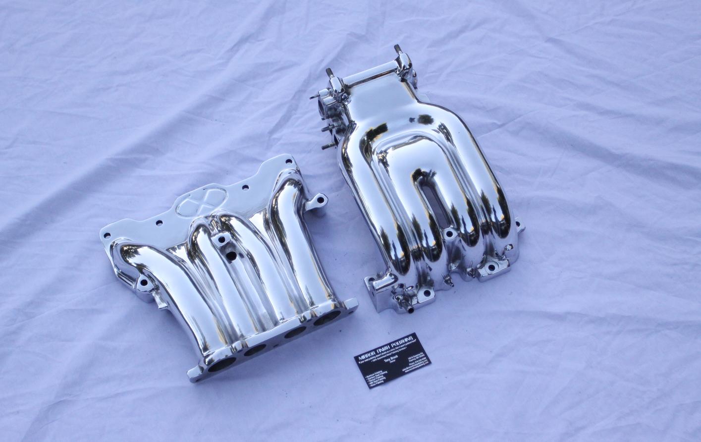 1993 RX7 Rotary Upper and Lower Aluminum Intake Manifold AFTER Chrome - Like Aluminum Metal Polishing and Buffing Services