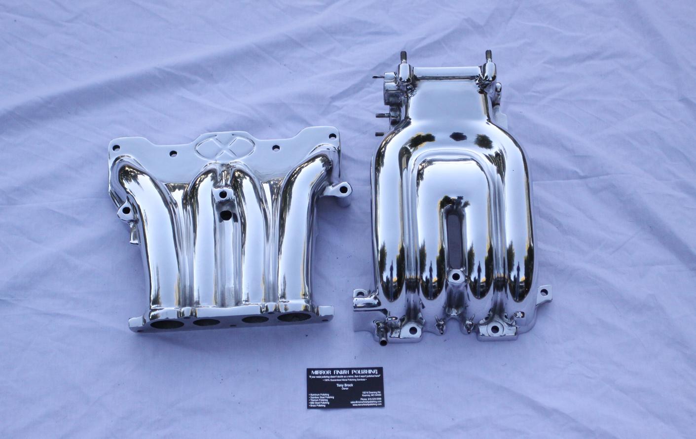 1993 RX7 Rotary Upper and Lower Aluminum Intake Manifold AFTER Chrome - Like Aluminum Metal Polishing and Buffing Services