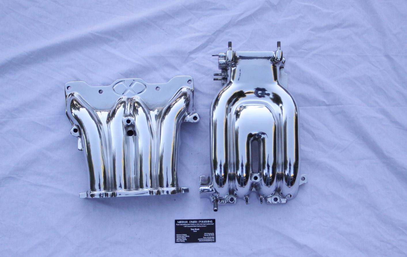 1993 RX7 Rotary Upper and Lower Aluminum Intake Manifold AFTER Chrome - Like Aluminum Metal Polishing and Buffing Services