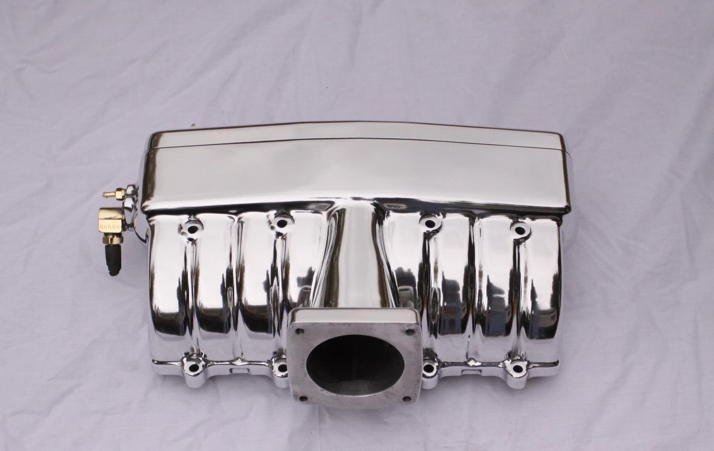 Edelbrock V8 Ford Mustang Aluminum Intake Manifold AFTER Chrome - Like Aluminum Metal Polishing and Buffing Services