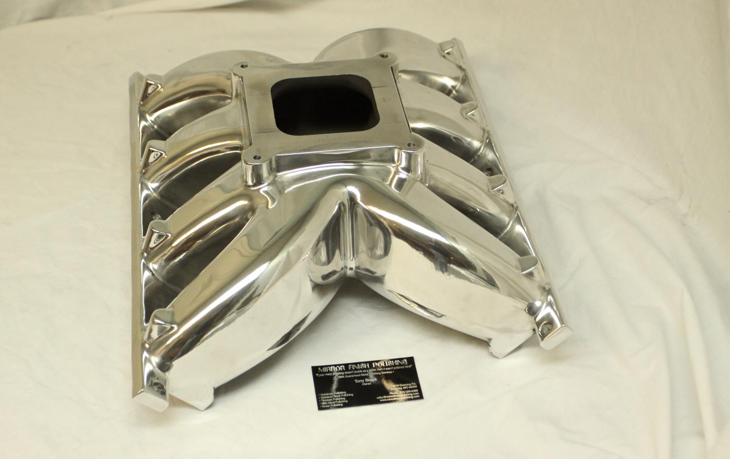 Pontiac CV-1 V8 Aluminum Intake Manifold AFTER Chrome - Like Aluminum Metal Polishing and Buffing Services