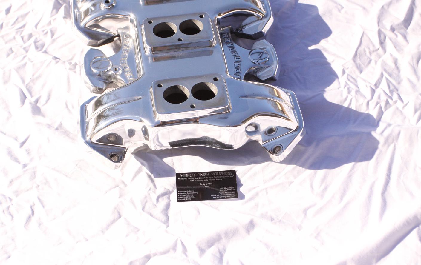 Offenhauser V8 Tri Power Aluminum Intake Manifold AFTER Chrome - Like Aluminum Metal Polishing and Buffing Services