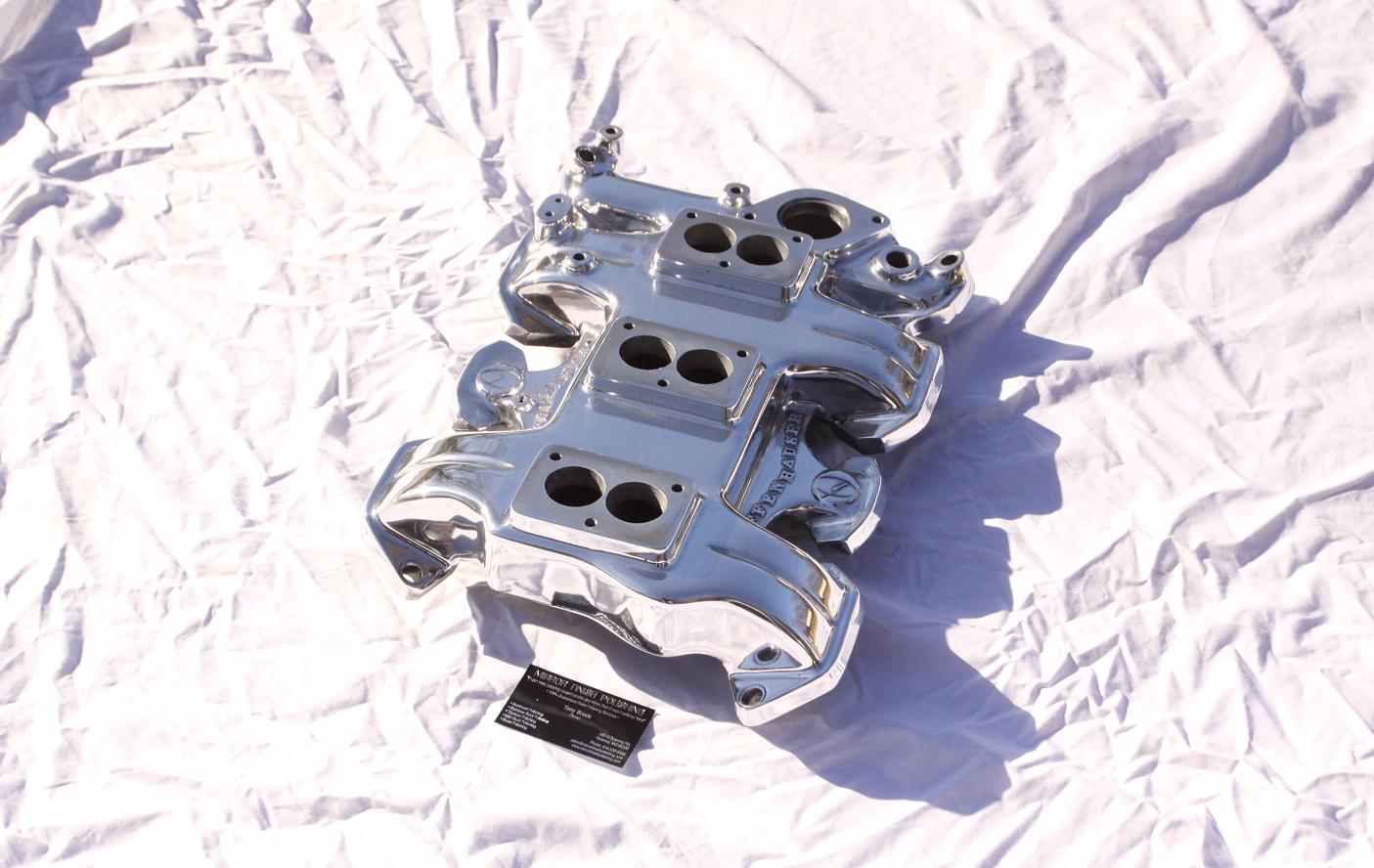 Offenhauser V8 Tri Power Aluminum Intake Manifold AFTER Chrome - Like Aluminum Metal Polishing and Buffing Services