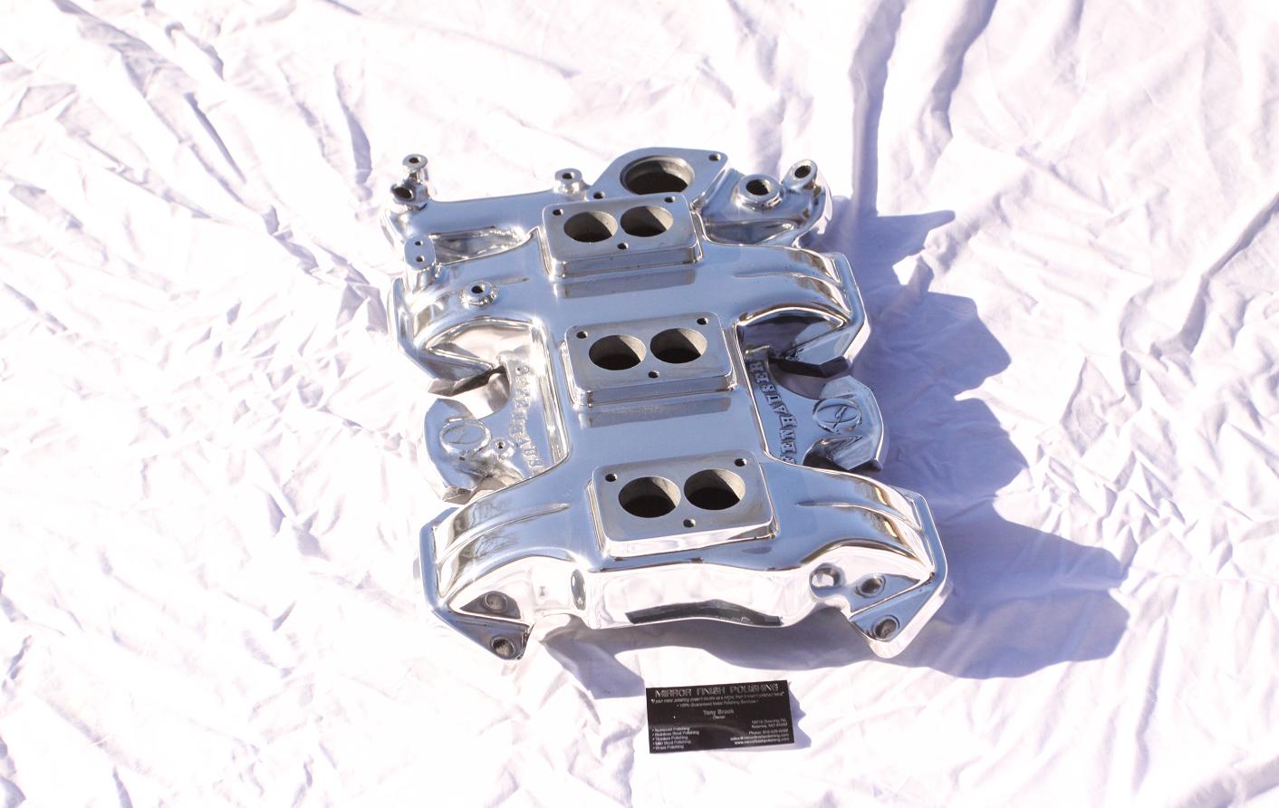 Offenhauser V8 Tri Power Aluminum Intake Manifold AFTER Chrome - Like Aluminum Metal Polishing and Buffing Services
