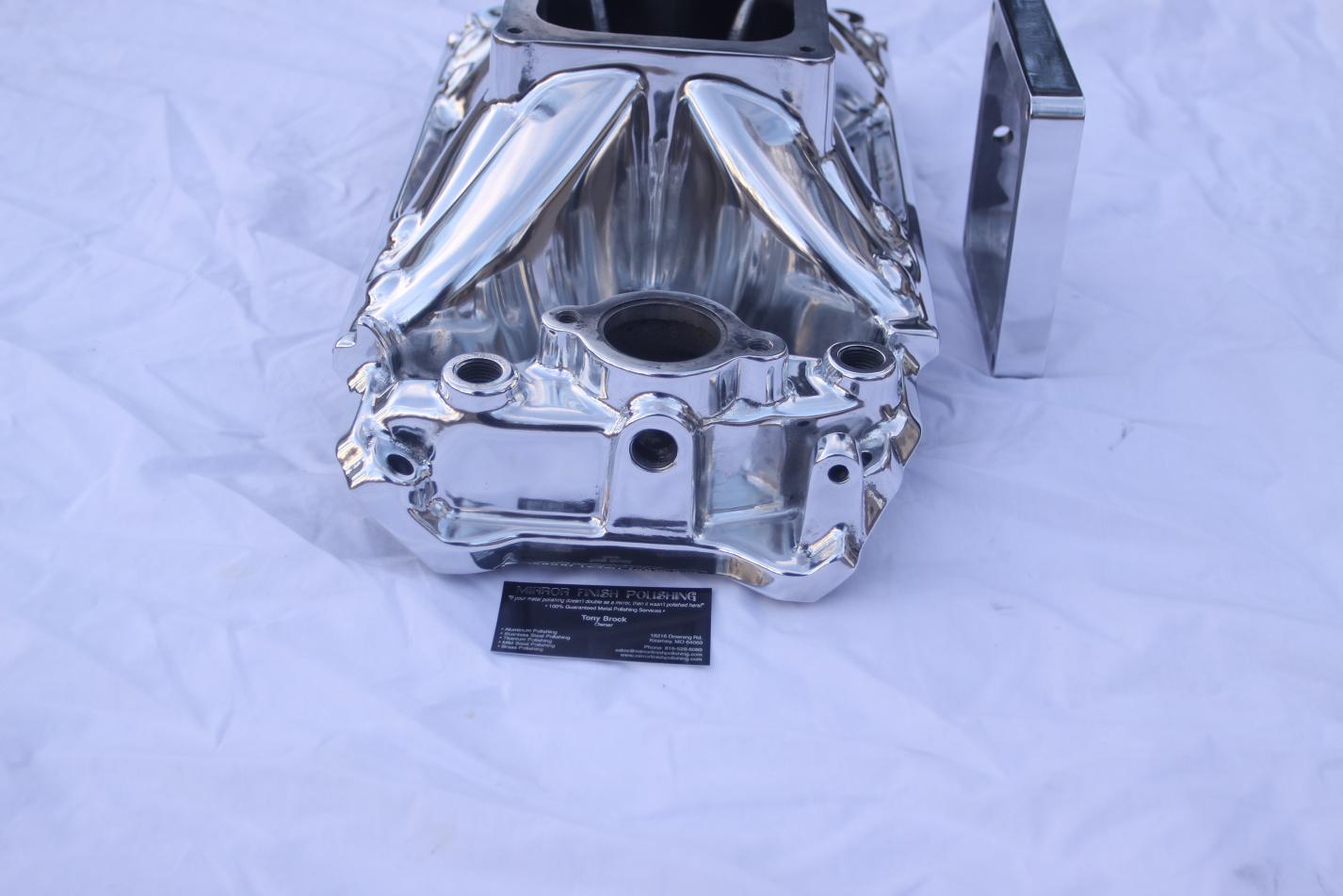 Reher Morrison Racing Chevy Big Block Intake Manifold AFTER Chrome - Like Aluminum Metal Polishing and Buffing Services