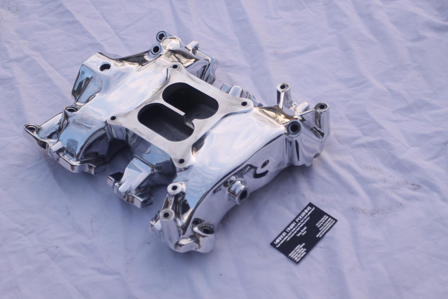 V8 BBL Ford 312 Y-Block Intake Manifold Plenum AFTER Chrome - Like Aluminum Metal Polishing and Buffing Services