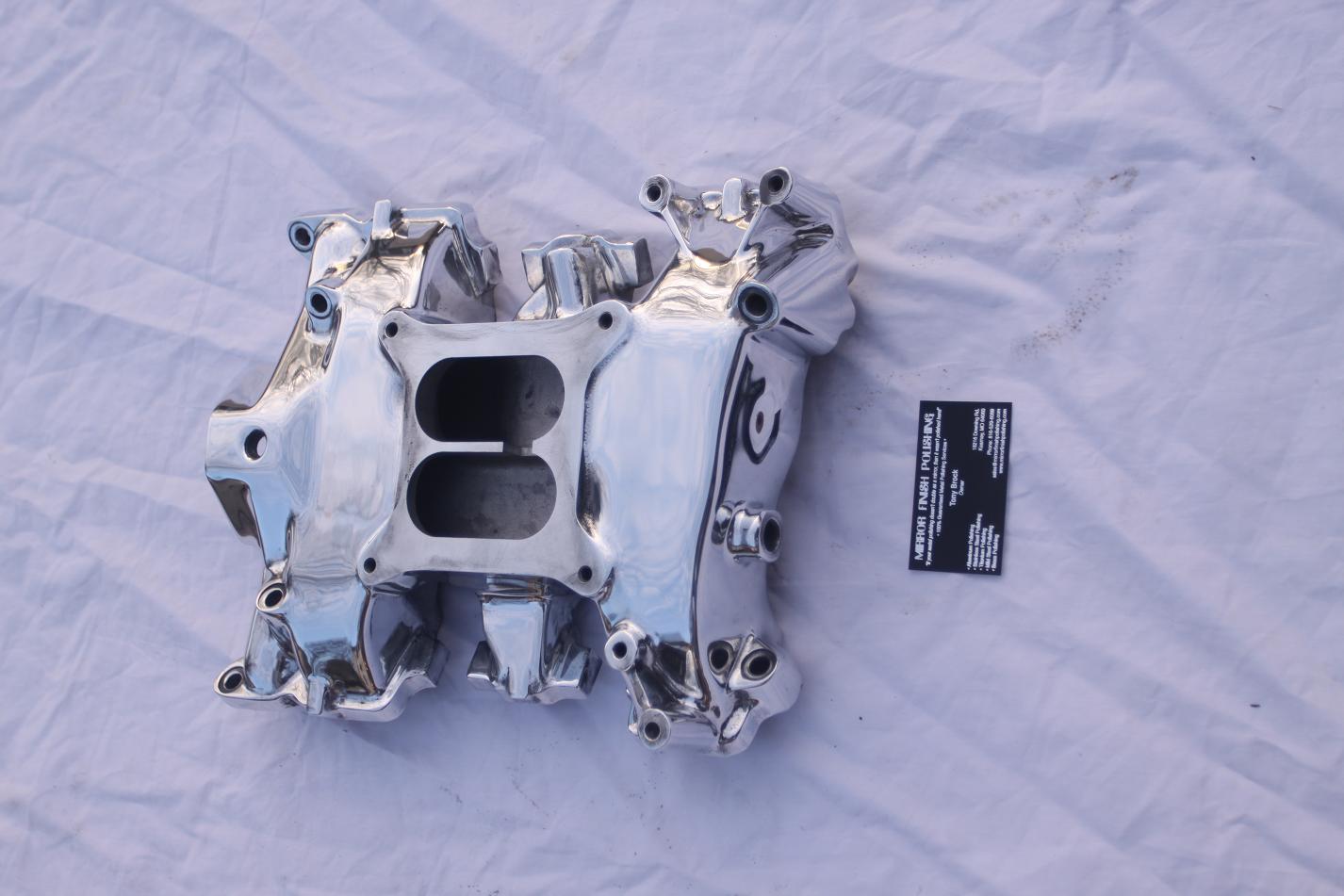 V8 BBL Ford 312 Y-Block Intake Manifold Plenum AFTER Chrome - Like Aluminum Metal Polishing and Buffing Services
