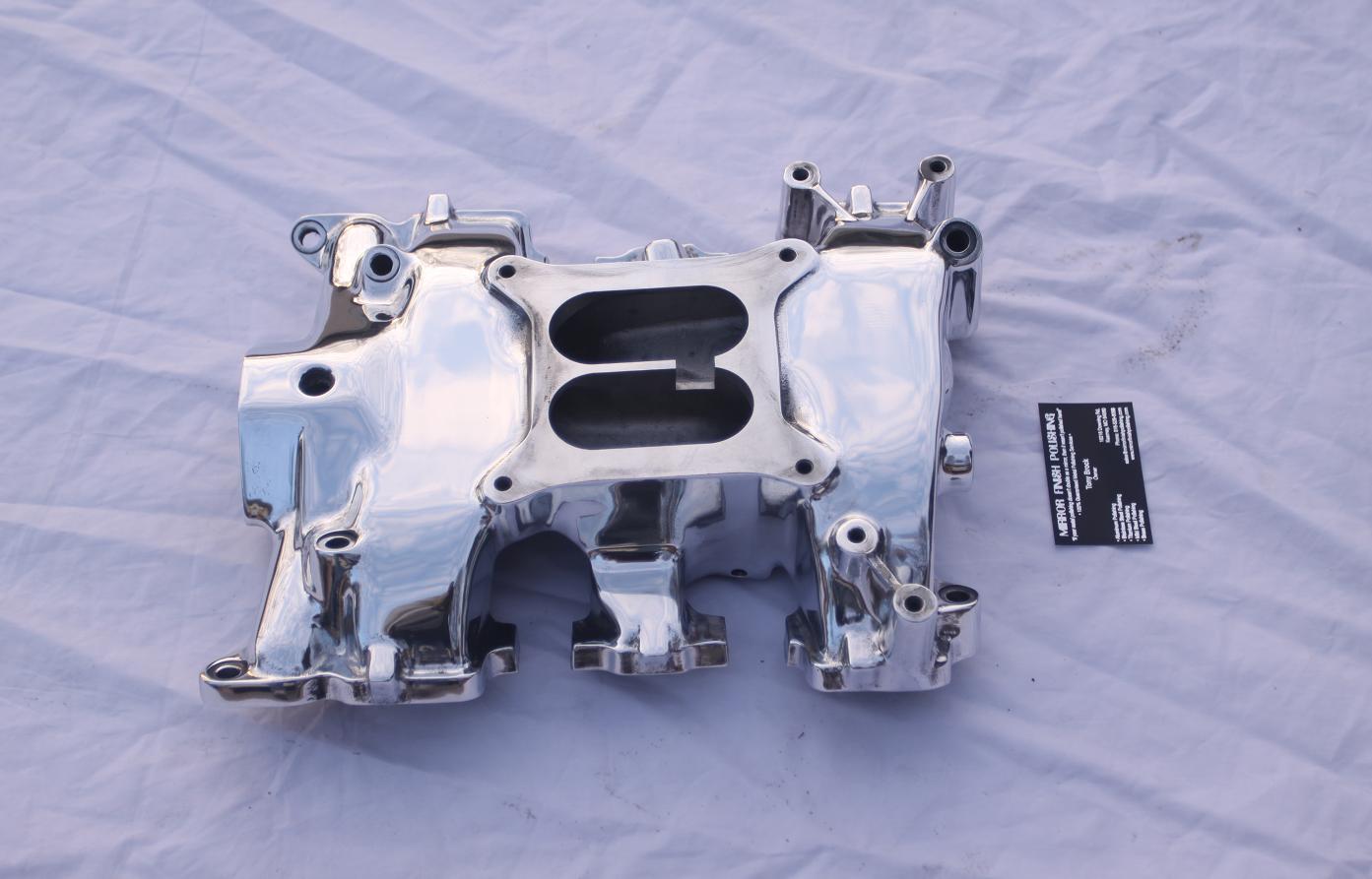 V8 BBL Ford 312 Y-Block Intake Manifold Plenum AFTER Chrome - Like Aluminum Metal Polishing and Buffing Services