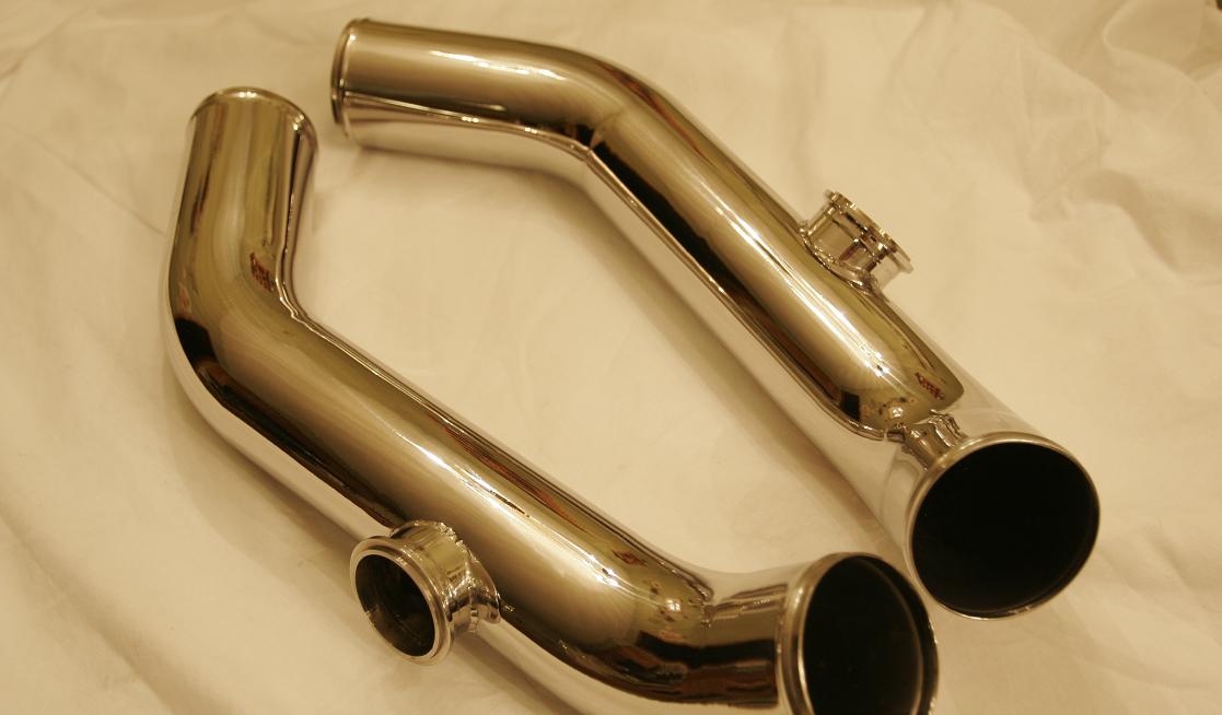 Chrome-Like-Polished Intercooler Piping AFTER Metal Polishing