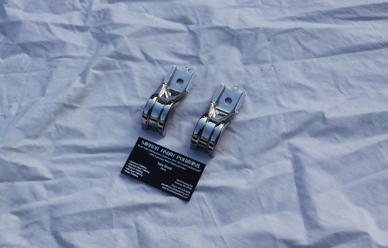 Toyota Supra Steel Radiator Tie Down Brackets AFTER Chrome - Like Metal Polishing and Buffing Services