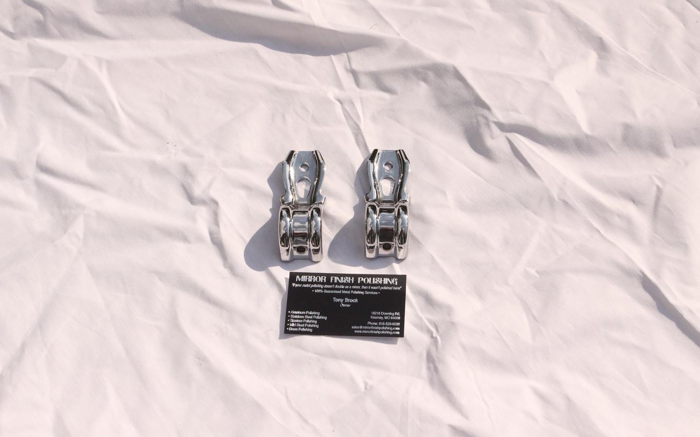 Toyota Supra Steel Radiator Tie Down Brackets AFTER Chrome - Like Metal Polishing and Buffing Services (Different Set)