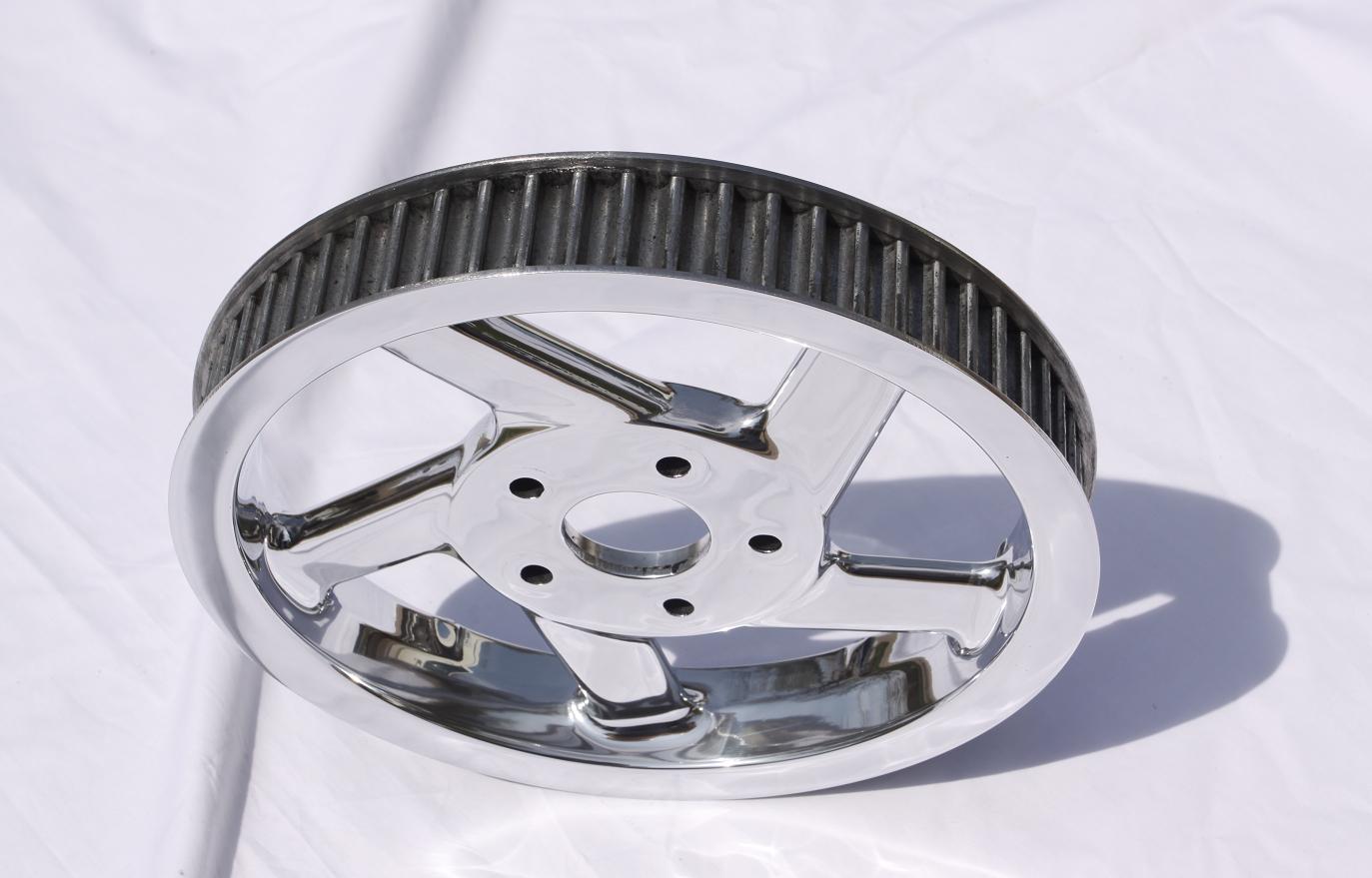 Victory Motorcycle Belt Drive Cog AFTER Chrome - Like Metal Polishing Services