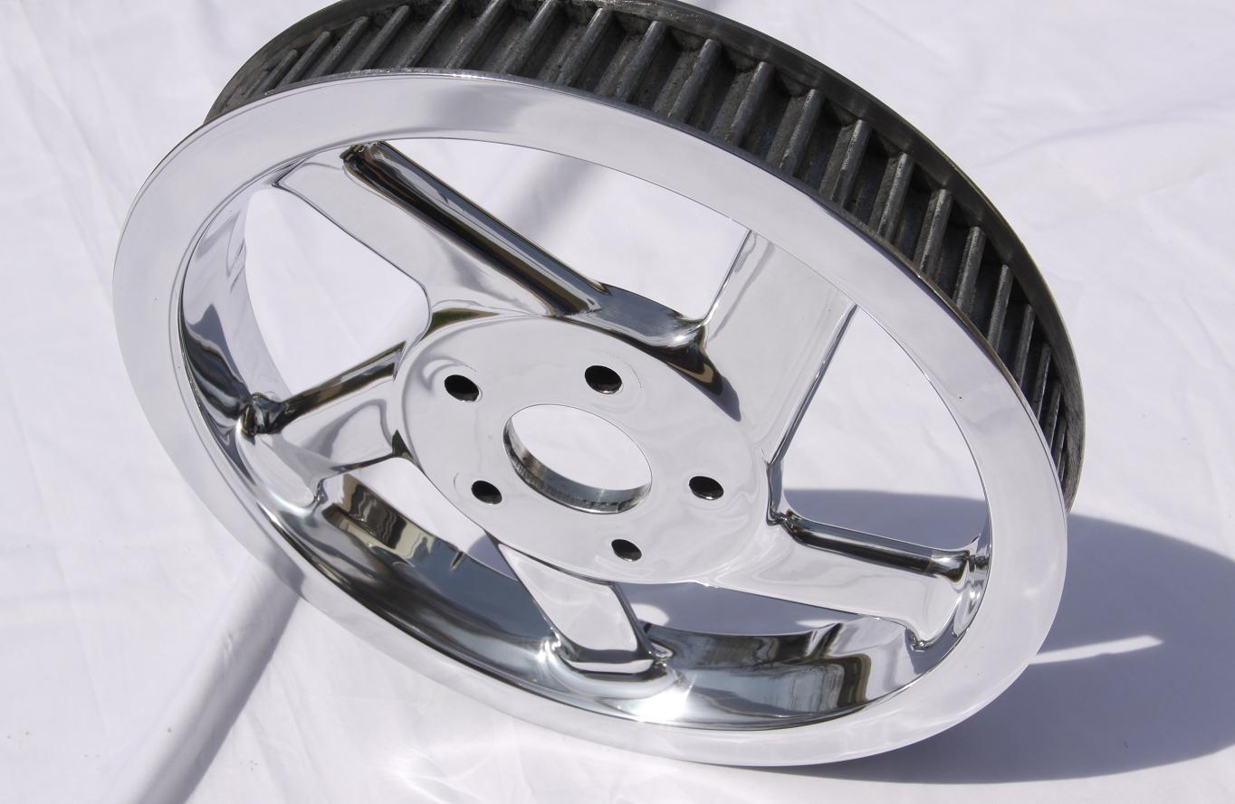 Victory Motorcycle Belt Drive Cog AFTER Chrome - Like Metal Polishing Services