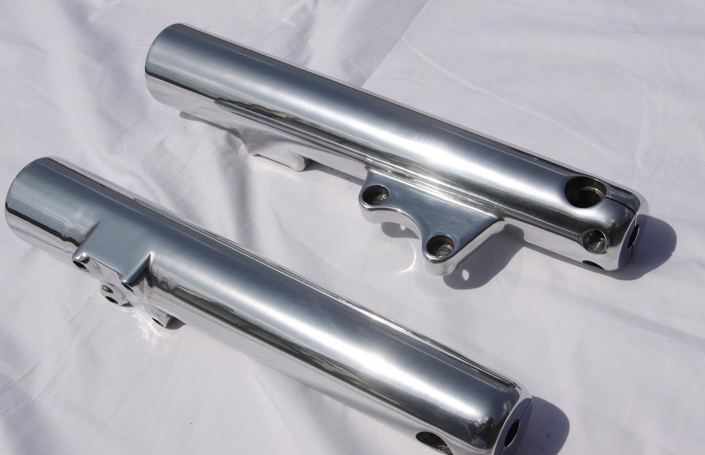 Victory Motorcycle Front Forks AFTER Chrome - Like Metal Polishing Services