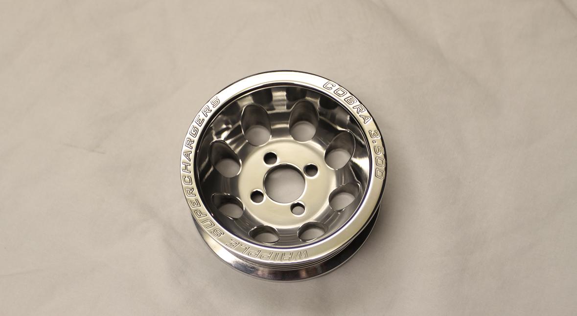 V8 Ford Mustang Cobra Whipple Supercharger Pulley After Chrome-Like Metal Polishing Services