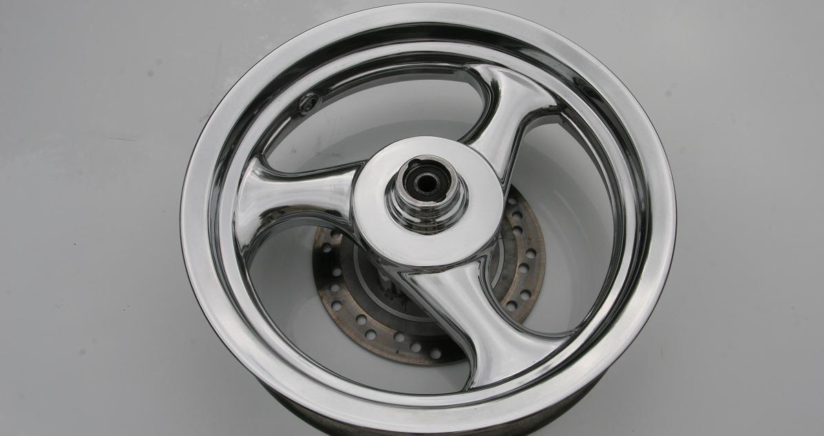 Scooter Wheel Polished to a Chrome-Like Mirror Finish
