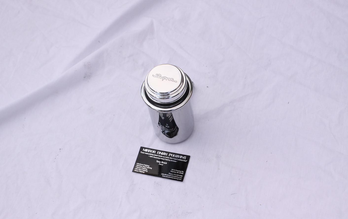 Toyota Supra Power Steering Reservoir Tank AFTER Chrome - Like Metal Polishing and Buffing Services