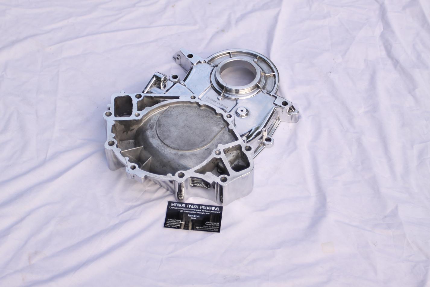 Ford 429 Aluminum Timing Cover AFTER Chrome - Like Metal Polishing Services
