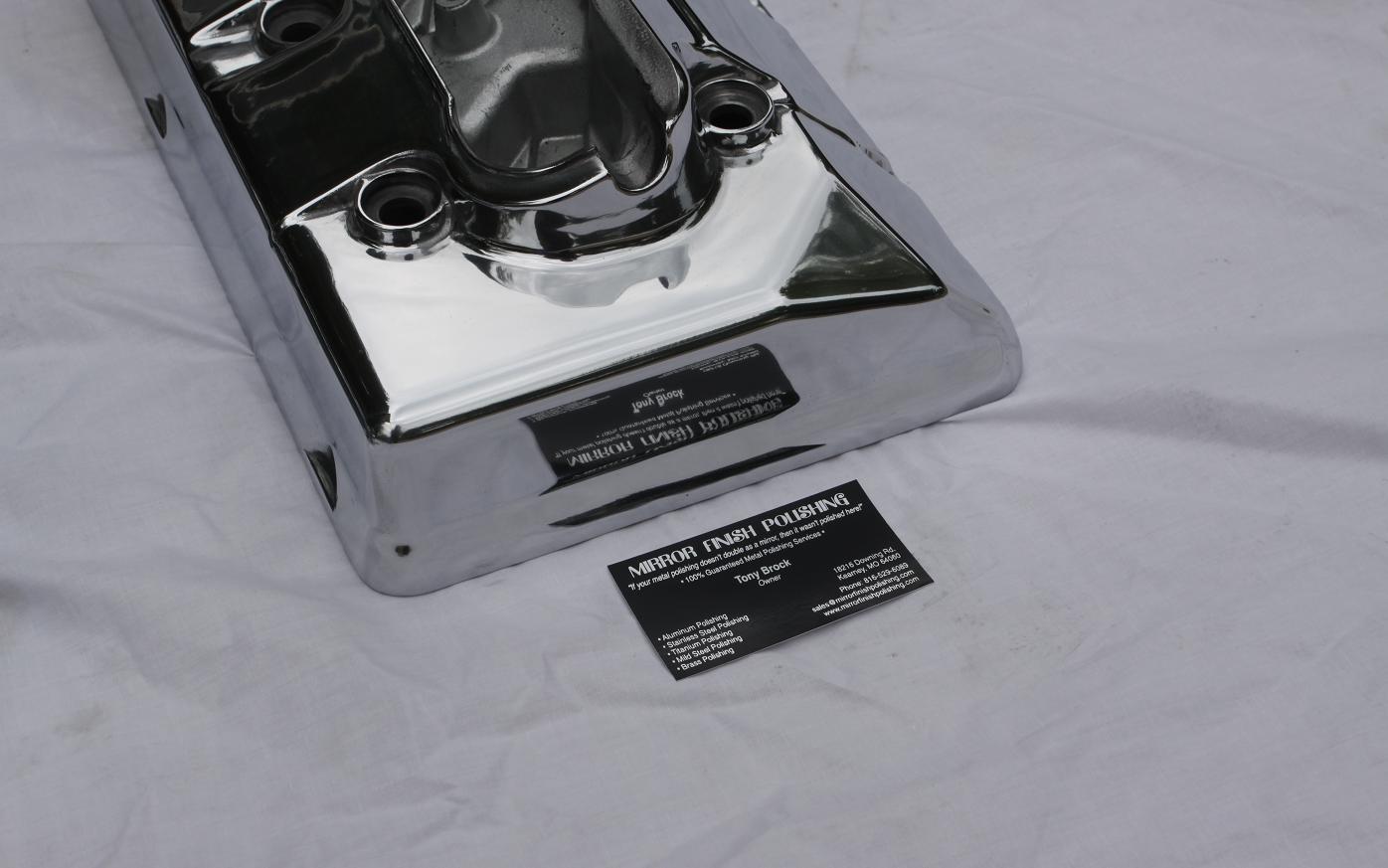 Ford Mustang Cobra Aluminum Valve Cover AFTER Chrome - Like Metal Polishing and Buffing Services