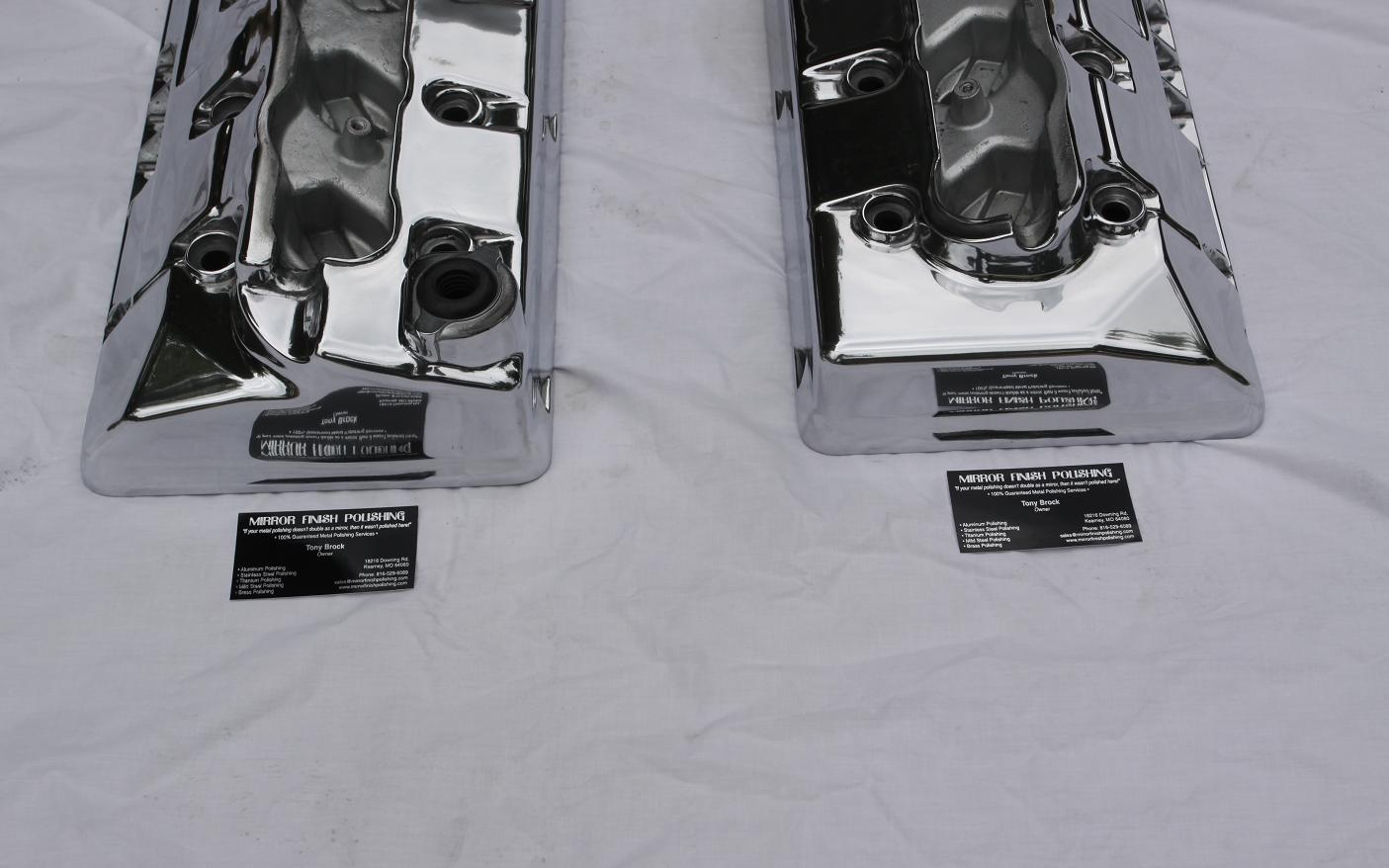 Ford Mustang Cobra Aluminum Valve Cover AFTER Chrome - Like Metal Polishing and Buffing Services