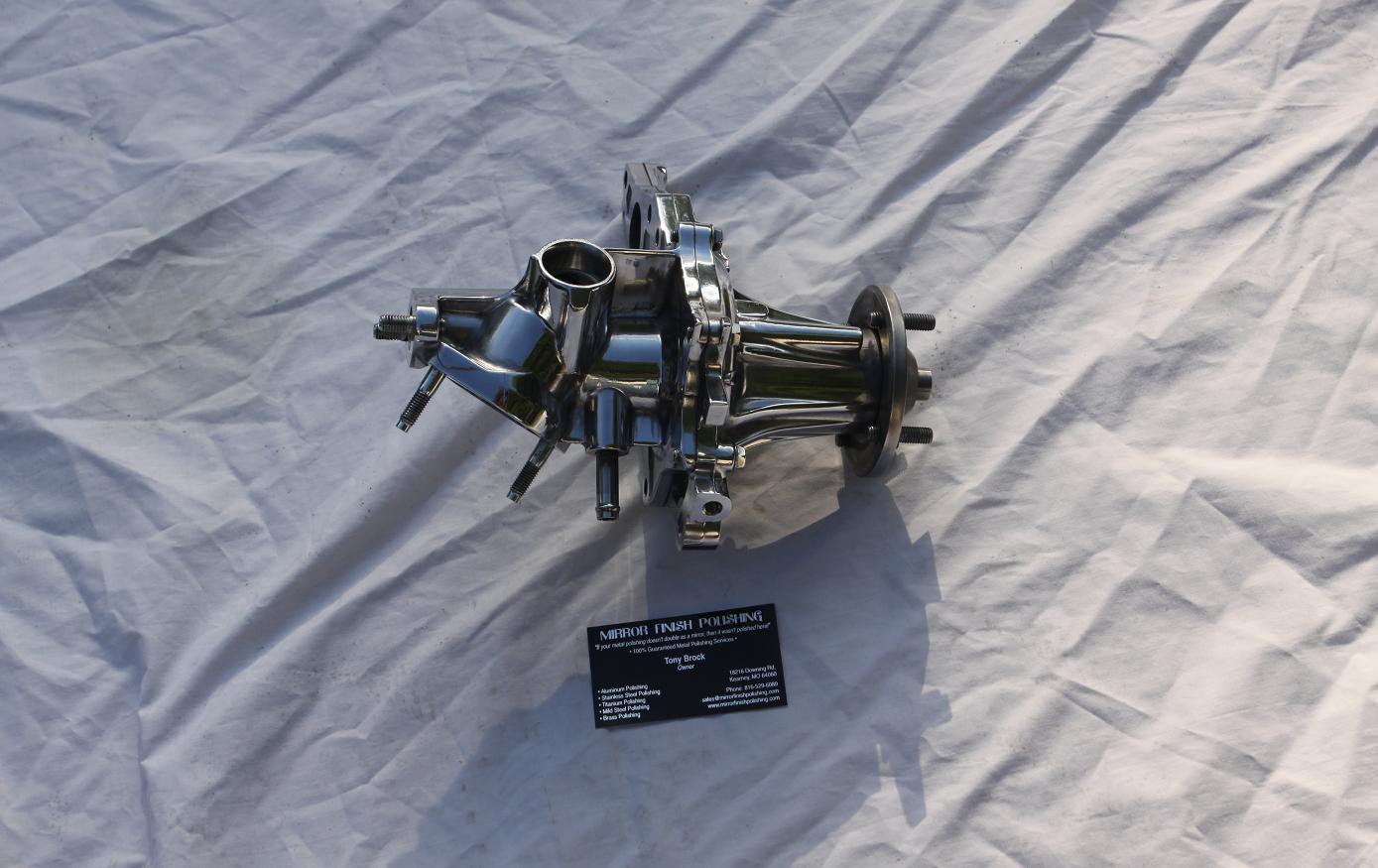 Toyota Supra Aluminum Water Pump AFTER Chrome - Like Metal Polishing AND Buffing Services