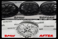 BMW Aluminum Multi-Spoke Wheels BEFORE/AFTER Chrome -Like Polishing and Buffing Services plus Finishing Services