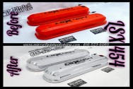 LSX 454 Aluminum Valve Covers BEFORE/AFTER Chrome -Like Polishing and Buffing Services plus Finishing Services | Valve Cover Polishing Services