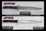 Stainless Steel Knife Blade BEFORE/AFTER Chrome -Like Polishing and Buffing Services plus Aluminum Finishing Services | Knife Polishing Services 