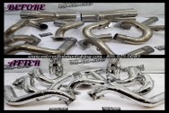 Stainless Steel Exhaust BEFORE/AFTER Chrome -Like Polishing and Buffing Services plus Steel Finishing Services | Exhaust Polishing Services 