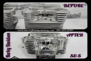 Harley Davidson Aluminum Cylinder Head BEFORE/AFTER Chrome -Like Polishing and Buffing Services plus Aluminum Finishing Services | Motorcycle Polishing Services