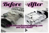 Aluminum AC Compressor BEFORE/AFTER Chrome -Like Polishing and Buffing Services | Aluminum Polishing Services