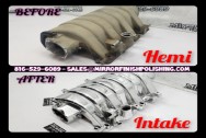 Dodge Hemi Aluminum Intake Manifold BEFORE/AFTER Chrome -Like Polishing and Buffing Services plus Aluminum Finishing Services