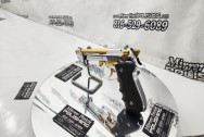 Stainless Steel Beretta 92FS Gun | Pistol AFTER Chrome-Like Metal Polishing and Buffing Services | Gun Polishing Services Plus the Gold Look on Accent Pieces