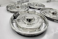 1960's Vintage Corvette Stainless Steel Hubcaps AFTER Chrome-Like Polishing | Hubcap Polishing | Stainless Steel Polishing Services | Dent Repair Services