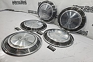 1973 Cadillac Stainless Steel Hubcaps BEFORE Chrome-Like Metal Polishing and Buffing Services - Stainless Steel Polishing - Hubcap Polishing